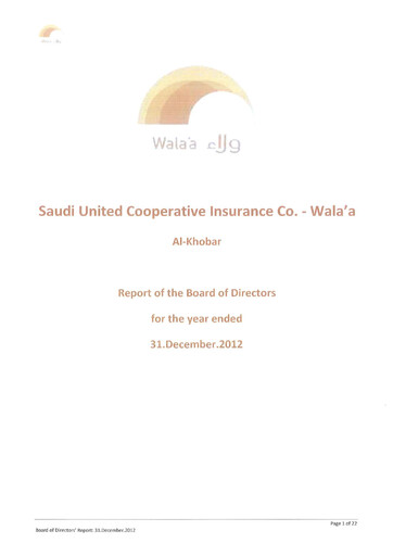 Thumbnail Walaa Cooperative Insurance Company Annual Report 2012