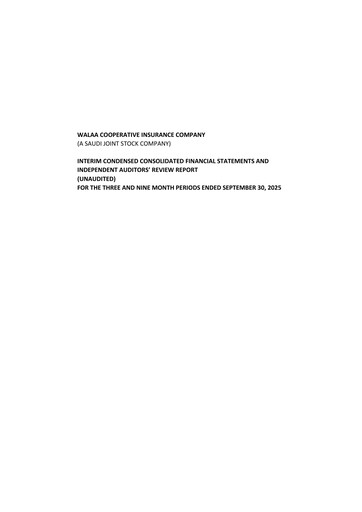 Miniature Walaa Cooperative Insurance Company Rapport trimestriel 2025-q3