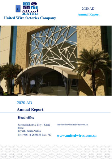 Thumbnail United Wire Factories Company Annual Report 2020