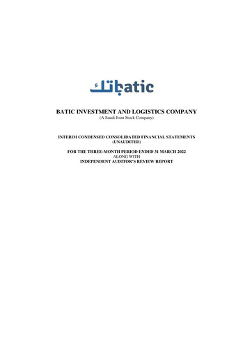 Thumbnail Batic Investments and Logistics Company Quarterly Report 2022-q1