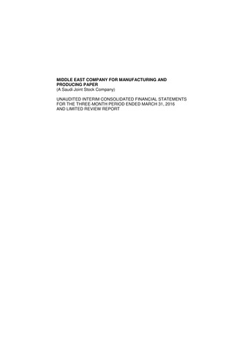 Thumbnail Mepco (Middle East Company for Manufacturing and Producing Paper) Quarterly Report 2016-q1