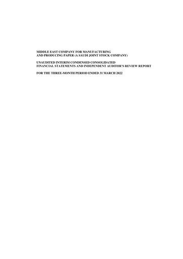Thumbnail Mepco (Middle East Company for Manufacturing and Producing Paper) Quarterly Report 2022-q1