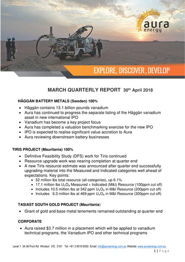 Thumbnail Aura Energy Quarterly Report 2018-q3