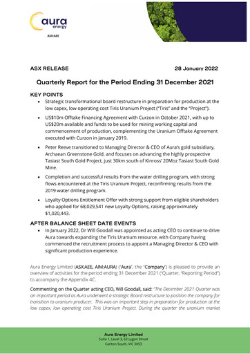 Thumbnail Aura Energy Quarterly Report 2021-q2