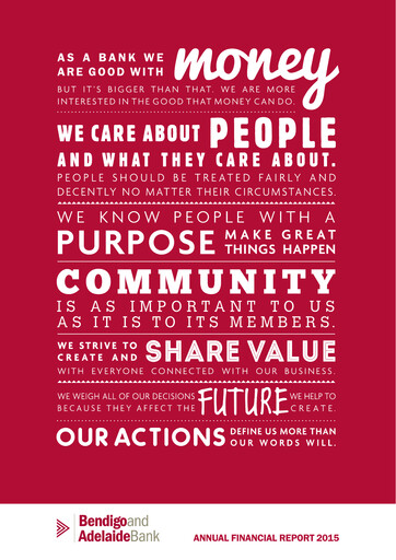 Miniature Bendigo and Adelaide Bank Rapport annuel 2015