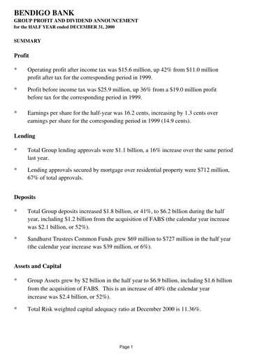 Thumbnail Bendigo and Adelaide Bank Half-year Report 2001-h1