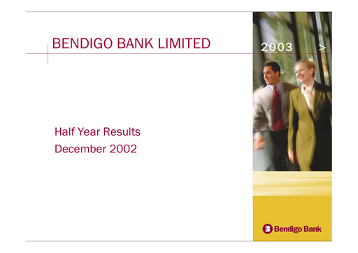 Thumbnail Bendigo and Adelaide Bank Half-year Report 2003-h1