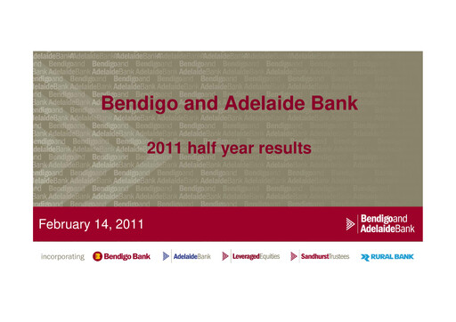 Thumbnail Bendigo and Adelaide Bank Half-year Report 2011-h1