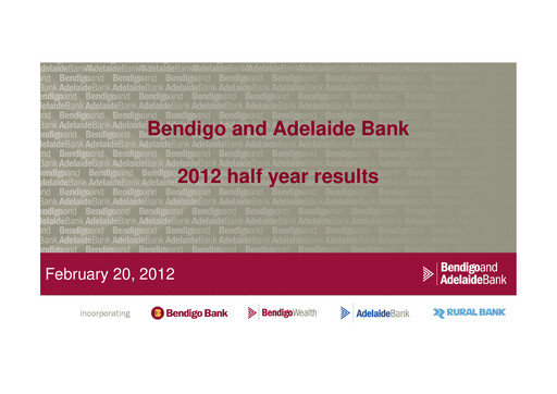 Thumbnail Bendigo and Adelaide Bank Half-year Report 2012-h1