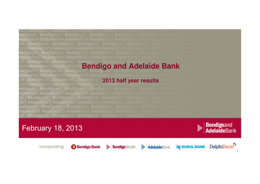 Thumbnail Bendigo and Adelaide Bank Half-year Report 2013-h1