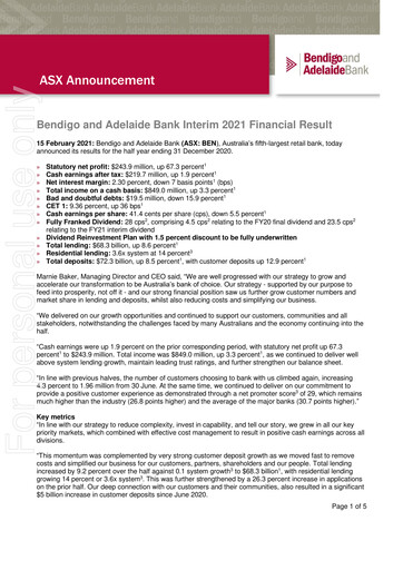 Thumbnail Bendigo and Adelaide Bank Half-year Report 2021-h1