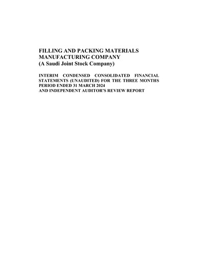 Thumbnail Filling and Packing Materials Manufacturing Company Quarterly Report 2024-q1