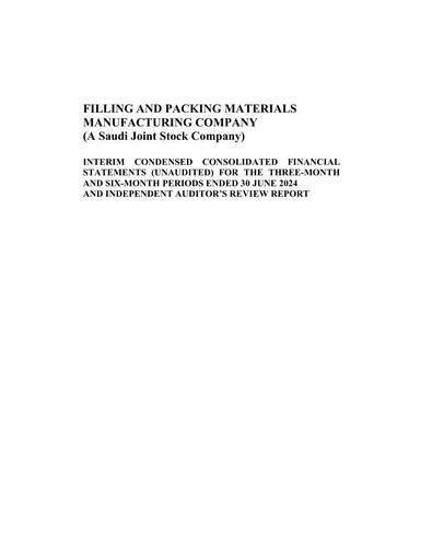 Thumbnail Filling and Packing Materials Manufacturing Company Quarterly Report 2024-q2