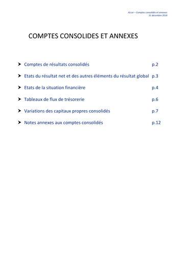 Thumbnail Accor Financial Statement 2014