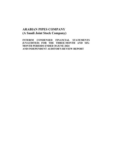 Thumbnail Arabian Pipes Company Quarterly Report 2024-q2