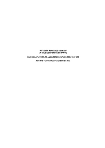 Miniature Wataniya Insurance Company Bilan financier 2022