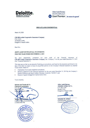 Vorschaubild Chubb Arabia Cooperative Insurance Company Finanzmitteilung 2019