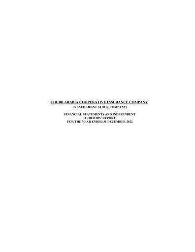 Vorschaubild Chubb Arabia Cooperative Insurance Company Finanzmitteilung 2022
