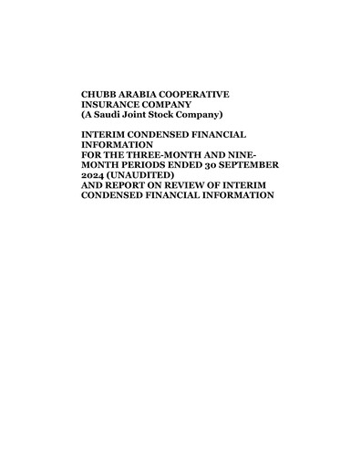 Vorschaubild Chubb Arabia Cooperative Insurance Company Quartalsbericht 2024-q3