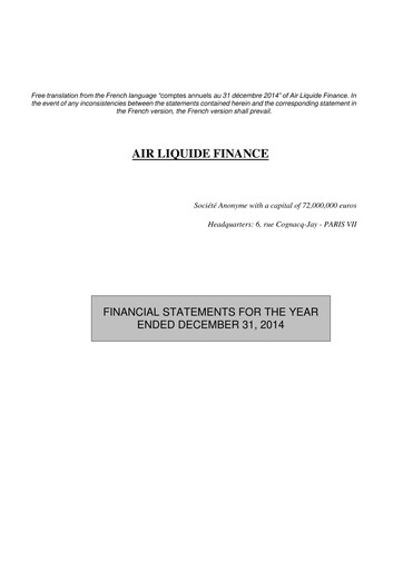Thumbnail Air Liquide Financial Statement 2014