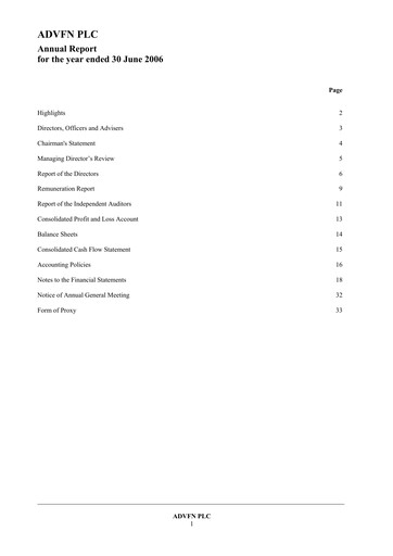 Thumbnail ADVFN Annual Report 2006