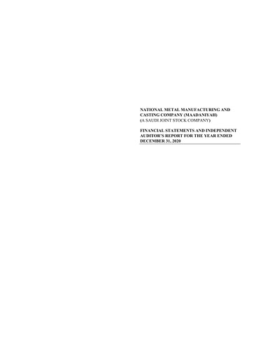 Thumbnail National Metal Manufacturing and Casting Financial Statement 2020
