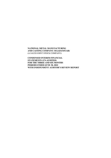 Thumbnail National Metal Manufacturing and Casting Financial Statement 2022-q2