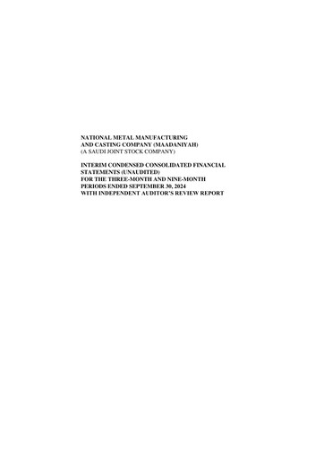 Thumbnail National Metal Manufacturing and Casting Financial Statement 2024-q3