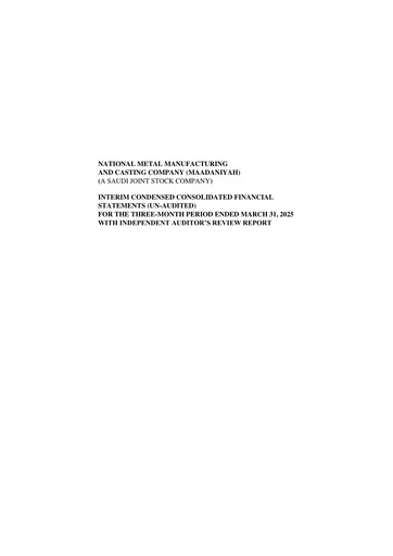 Thumbnail National Metal Manufacturing and Casting Financial Statement 2025-q1
