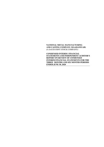 Vorschaubild National Metal Manufacturing and Casting Quartalsbericht 2020-q2