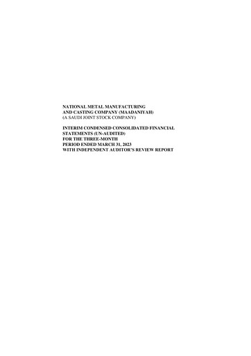 Vorschaubild National Metal Manufacturing and Casting Quartalsbericht 2023-q1