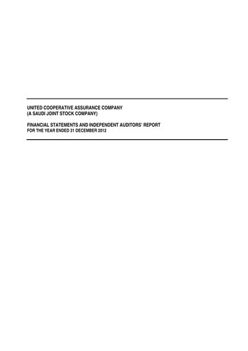 Vorschaubild United Cooperative Assurance Company Finanzmitteilung 2012