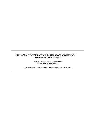 Thumbnail Salama Cooperative Insurance Company Quarterly Report 2021-q1