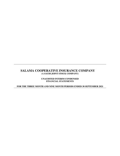 Thumbnail Salama Cooperative Insurance Company Quarterly Report 2021-q3