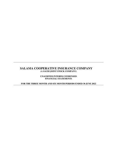 Thumbnail Salama Cooperative Insurance Company Quarterly Report 2022-q2