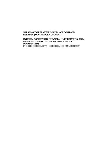 Thumbnail Salama Cooperative Insurance Company Quarterly Report 2025-q1
