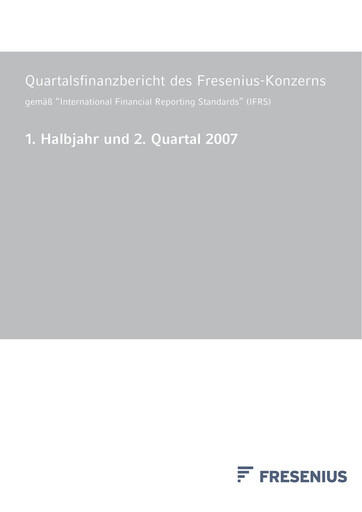 Thumbnail Fresenius Half-year Report 2007-h1