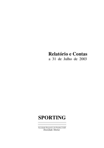 Thumbnail Sporting Clube de Portugal Annual Report 2002-2003