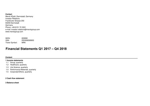 Thumbnail Merck KGaA Financial Statement 2018