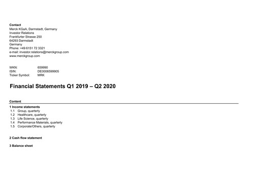 Thumbnail Merck KGaA Financial Statement 2020-h1