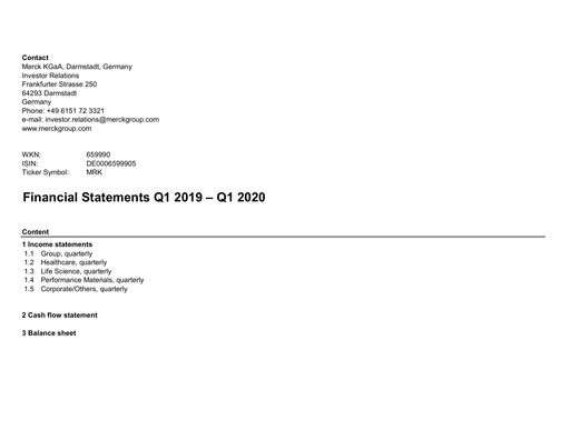 Thumbnail Merck KGaA Financial Statement 2020-q1
