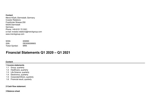 Thumbnail Merck KGaA Financial Statement 2021-q1