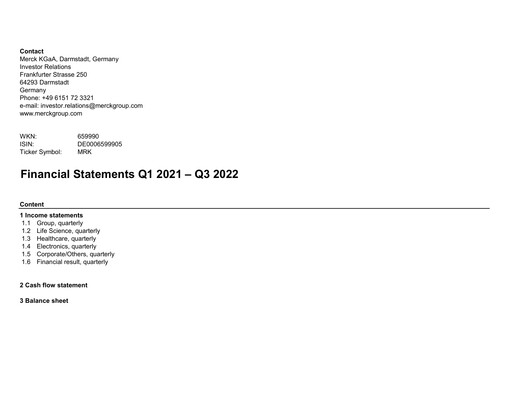 Thumbnail Merck KGaA Financial Statement 2022-9m