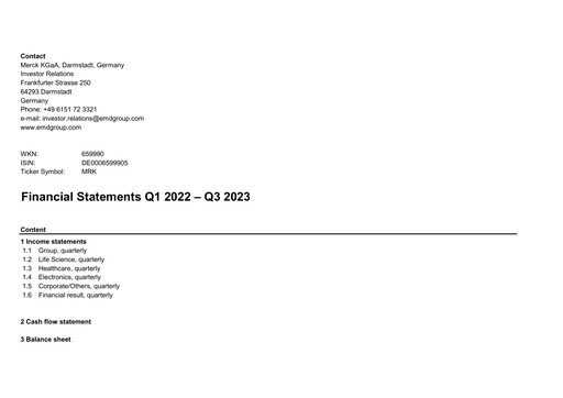 Thumbnail Merck KGaA Financial Statement 2023-q3