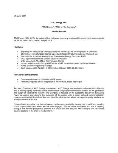 Thumbnail AFC Energy Half-year Report 2014-h1