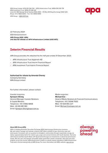 Thumbnail APA Group Half-year Report 2024-h1