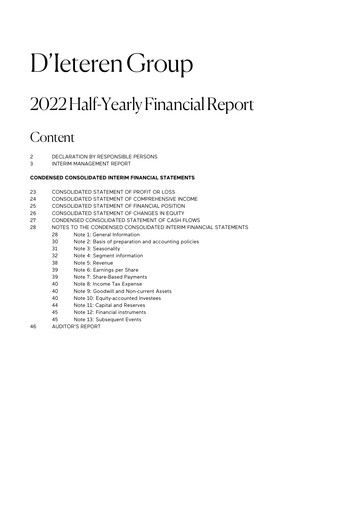 Thumbnail D'Ieteren Group Half-year Report 2022-h1