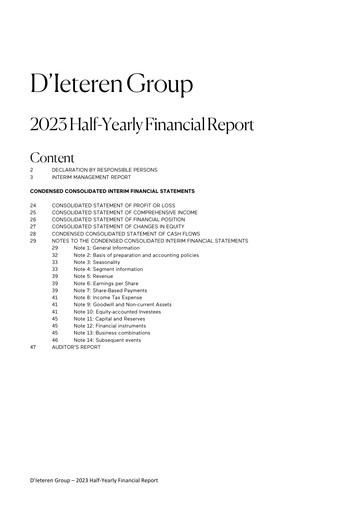 Thumbnail D'Ieteren Group Half-year Report 2023-h1