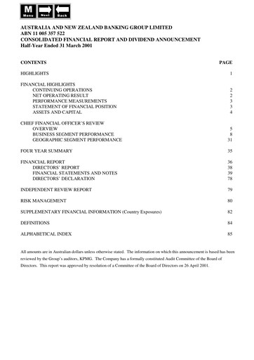 Thumbnail ANZ Bank Financial Statement 2001-h1