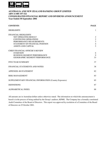 Thumbnail ANZ Bank Financial Statement 2001